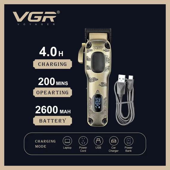 Машинка для стрижки волосся VGR V-027 бездротова, професійна XPRO (45560-V-027_1015) | Зображення 6