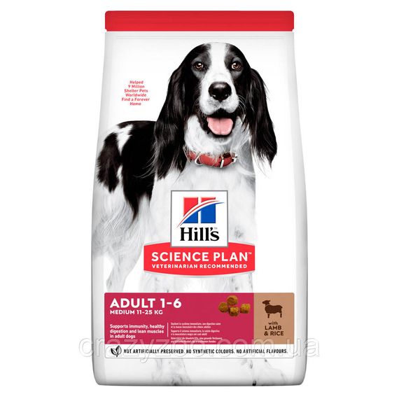 Сухой корм для собак средних пород Hills Science Plan Adult Medium Lamb & Rice с ягненком и рисом 14 кг 604357