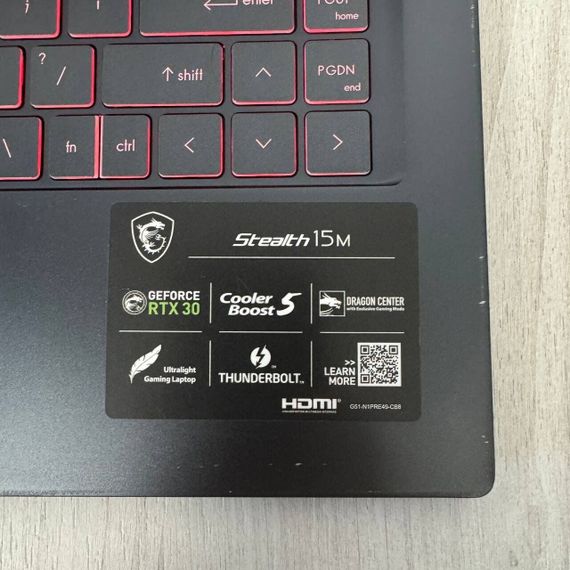 Игровой ноутбук Б-класс MSI Stealth 15M A11UEKV / 15.6" (1920x1080) IPS / Intel Core i7-11375H (4 (8) ядра по 3.0 - 5.0 GHz) / 16 GB DDR4 / 512 GB SSD NVMe / nVidia GeForce RTX 3060, 6 GB GDDR6, 192-bit / WebCam б/у | Зображення 4