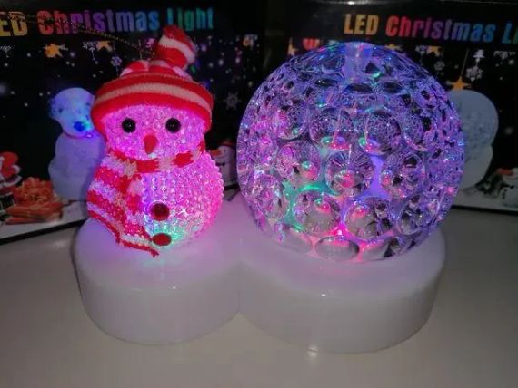 Світлодіодний диско шар + Сніговик, світильник новорічний | Зображення 3