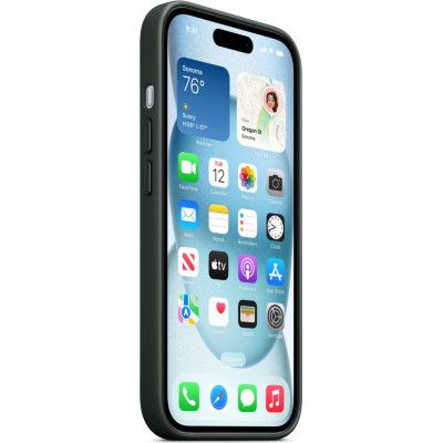 Чехол для мобильного телефона Apple iPhone 15 FineWoven Case with MagSafe Evergreen (MT3J3ZM/A) | Зображення 6