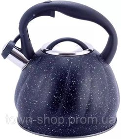 Чайник Kamille Whistling Kettle Marble 3л из нержавеющей стали со свистком (черный мрамор) KM-1073BL
