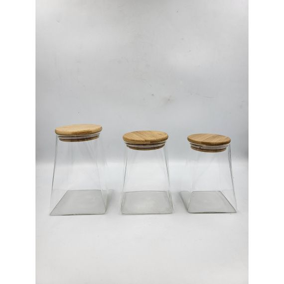 Емкость стеклянная с деревянной крышкой (трапеция) VT-7905 Vittora 500 мл | Зображення 2