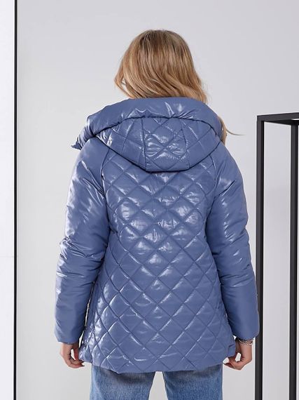 Жіноча стьобана куртка з блиском, арт.504, блакитний джинс | Зображення 4
