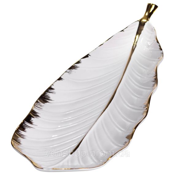 Порцелянове блюдо для сервірування столу 45×16.5×3 (см) блюдо для подавання закусок Білий із золотом CJY-175 | Зображення 1