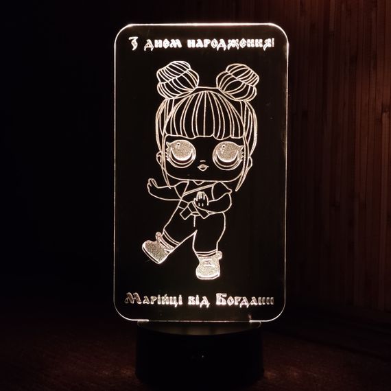 Акриловий світильник-нічник лялька ЛОЛ (L.O.L) білий tty-n000384
