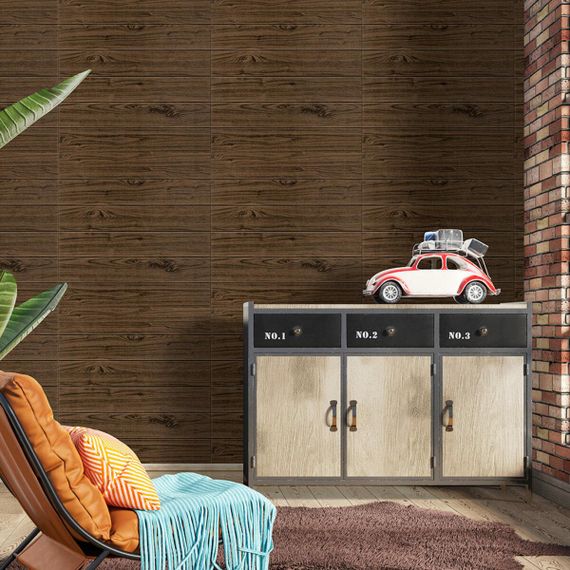 Декоративна 3D панель самоклейка під темний дуб 700х700х5мм (083) SW-00000018 | Зображення 4