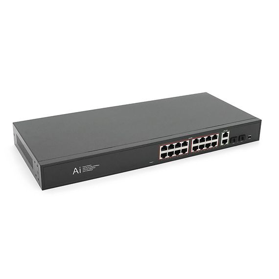 POE комутатор гігабітний Merlion 16 POE + 2 RJ45 + 2 SFP 10/100/1000 вбудований блок живлення 52V 4.8A