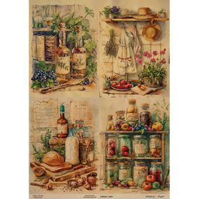 Декупажная карта на крафт-бумаге "Ботаника Винтаж" FDKDA3-0059, 29,7x42 см