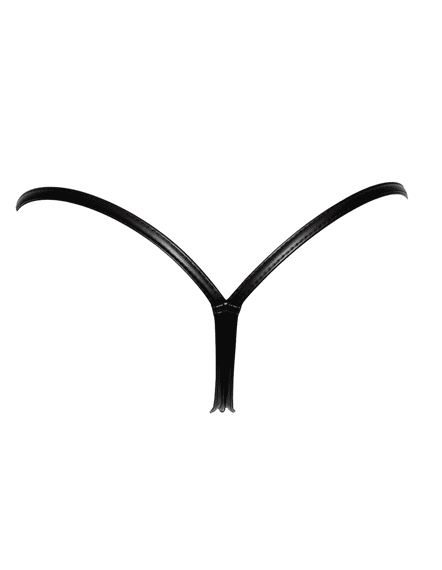 Трусики під шкіру Noir Handmade P008 Powerwetlook panty with gold clasp Чорні L | Зображення 5