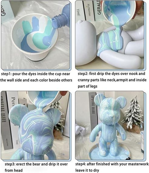 Флюїдний ведмедик DIY Creative Fluid Bear з фарбами 3 шт / Набір розмальовка для творчості ведмежа | Зображення 3