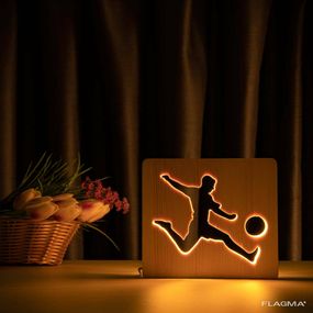 Светильник ночник ArtEco Light из дерева LED "Футболист с мячем" с пультом и...