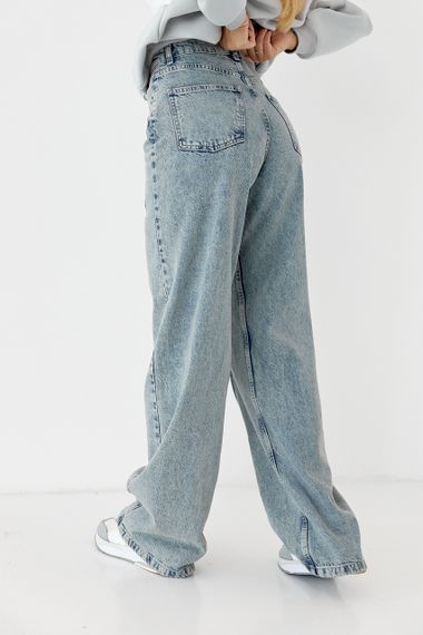Женские джинсы-варенки wide leg с защипами - голубой цвет, 38р (есть размеры) | Зображення 1