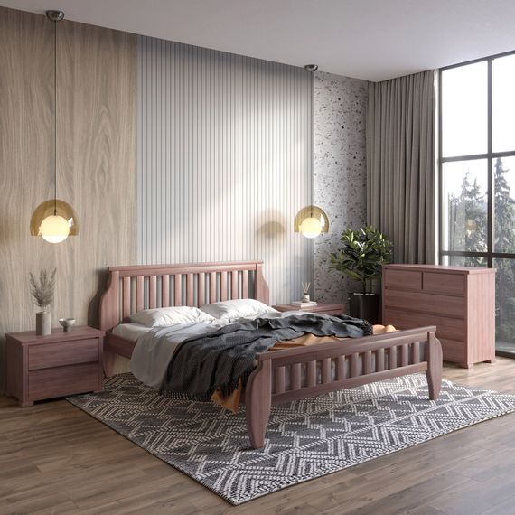 Полуторне дерев&#039;яне ліжко Mebigrand Прага Горіх лісовий 120х200 см (MBG-7166)