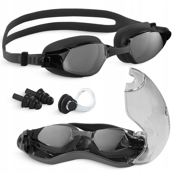 Окуляри для плавання TSUNAMI Anti-Fog 3 в 1 чохол, беруші та затискач для носа Black (P-5905973401760)
