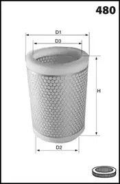 Фільтр повітряний TALBOT HORIZON, CITROßN C15, PEUGEOT 205, MECAFILTER (EL3210)