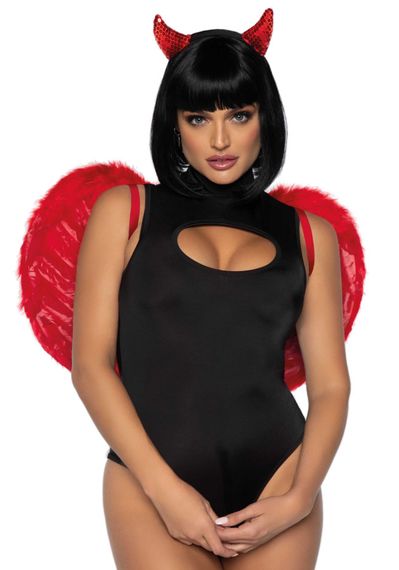Крила дияволиці Leg Avenue devil wings Red, справжнє пір’я | Зображення 3