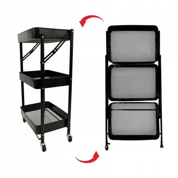 Этажерка с полками для кухни и ванной на колесах Bonro Бонро B-233 черный (42400599) | Зображення 4