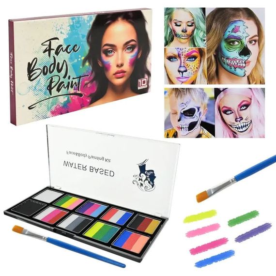 Детский набор аквагрима Cel-2503 палетка, кисточка, 10 цветов | Зображення 1