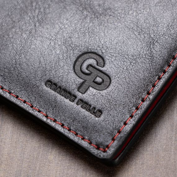 Кожаный стильный зажим для денег унисекс GRANDE PELLE 11541 Черный | Зображення 8