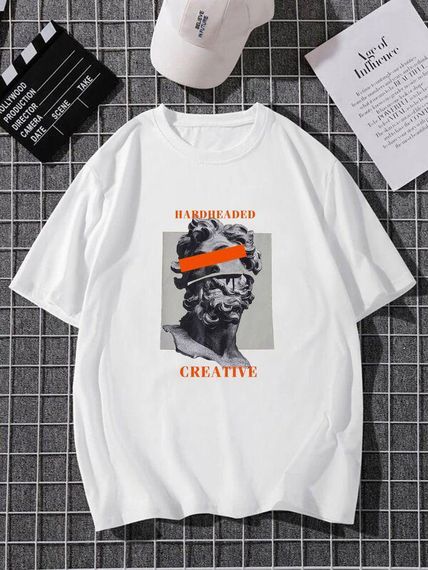 Футболка чоловіча з принтом повсякденна XL Білий