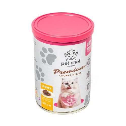Корм вологий для дорослих котів Pet Chef, шматочки в желе з куркою 415 г | Зображення 6