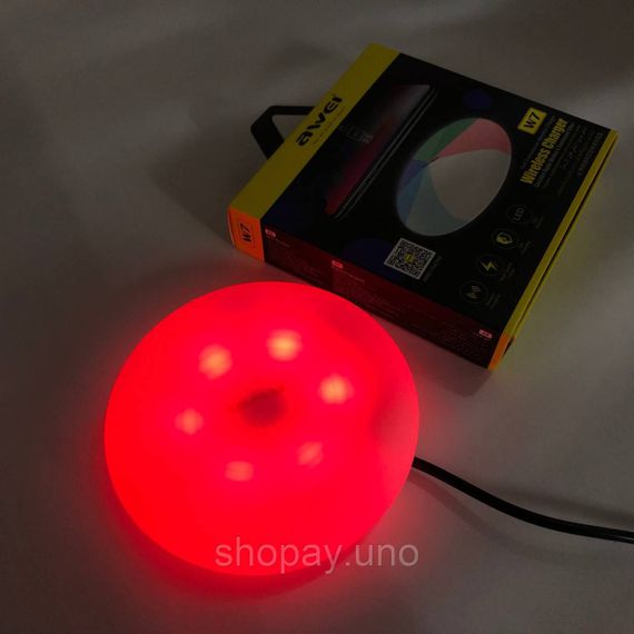 Бездротова зарядка з підсвічуванням 7 кольорів 10W 7 COLOR Awei W7 + WIRELESS CHARGE TO-43 | Зображення 3