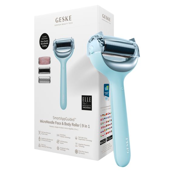 Ролик для голкової мезотерапії обличчя та тіла GESKE MicroNeedle Face&Body Roller 9в1 turquoise