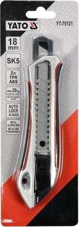Нож выдвижное сегментное лезвие 18 мм SK5 фиксатор Zn/TPR/ABS YATO YT-75121 | Зображення 4