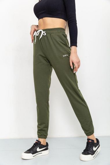 Спорт штаны женские двухнитка  цвет хаки 129R1466 | Зображення 2