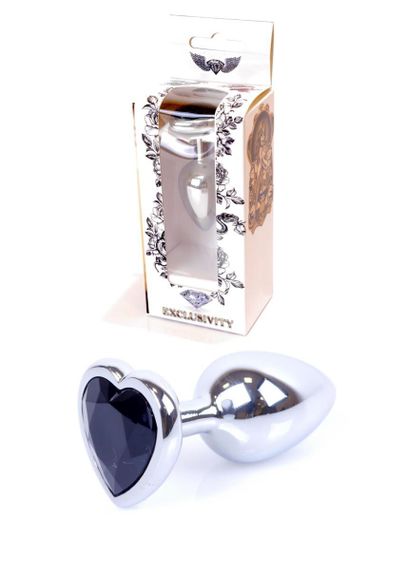 Анальна пробка - Jewellery Silver Heart Plug Black Sex Aura