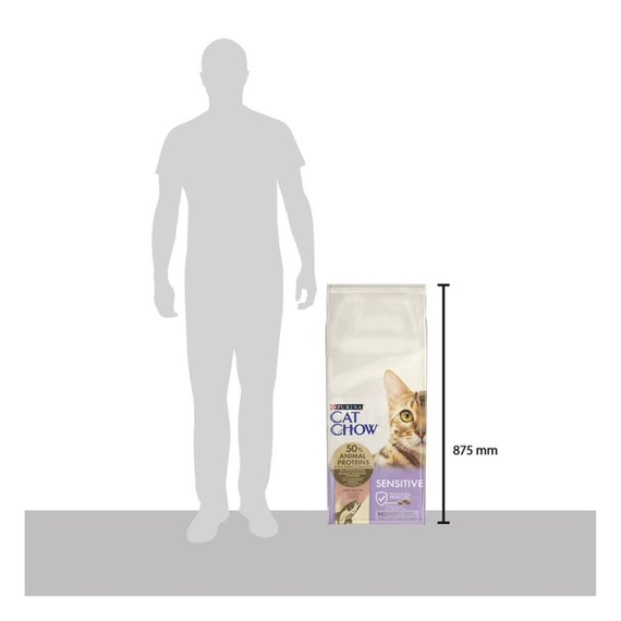 Сухий корм Purina Cat Chow Sensitive для дорослих котів з чутливою шкірою та травленням з лососем 15кг | Зображення 3