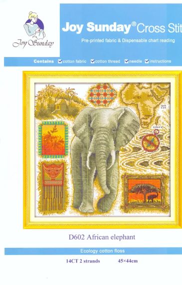 Набор для вышивания по нанесённой на канву схеме "African elephant". AIDA 14CT printed 45*44 см | Зображення 1