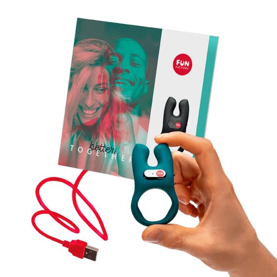 Ерекційне віброкільце з подвійною стимуляцією клітора Fun Factory NŌS deep sea blue, 2 мотори sexstyle | Зображення 4