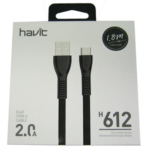 Кабель USB Type-C Havit HV-H612 2,0A 1,8 м чорний | Зображення 1