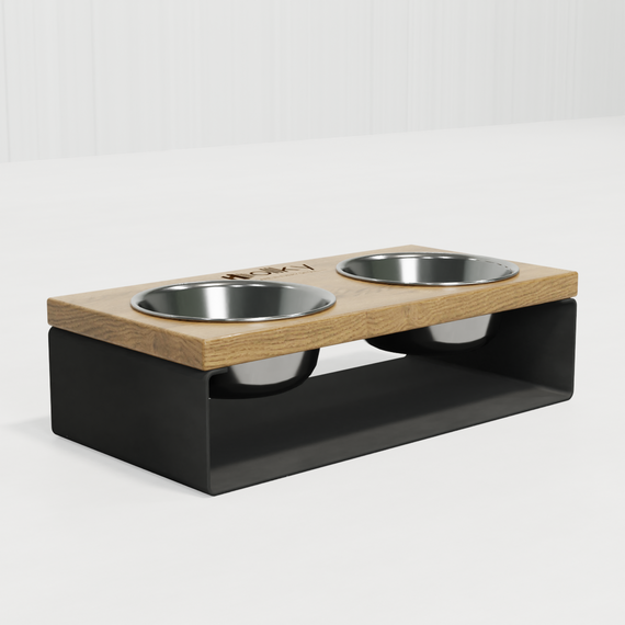 Миски на подставке из цельного металлического листа для собак и котов Hollky SteelWood S (2 × 0,45 л) SWS-36188-GRNT | Зображення 8