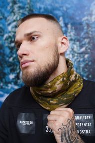 Шарф-хомут в камуфляжной расцветке оливковый + бежевый + хаки