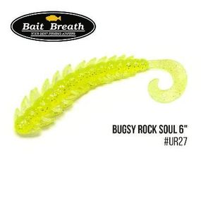 Силіконова приманка, Їстівний силікон Bait Breath BUGSY 6" Rock Soul (6шт.) (Ur27 Chartreuse／silver)