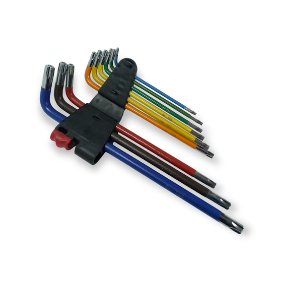 Набір шестигранників TORX екстра-довгих кольорових з отвором HAISSER, 9 шт. (T10-T50) (арт.48117)