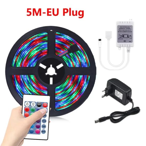 Светодиодная лента многоцветная RGB 5 м LED c пультом | Зображення 1