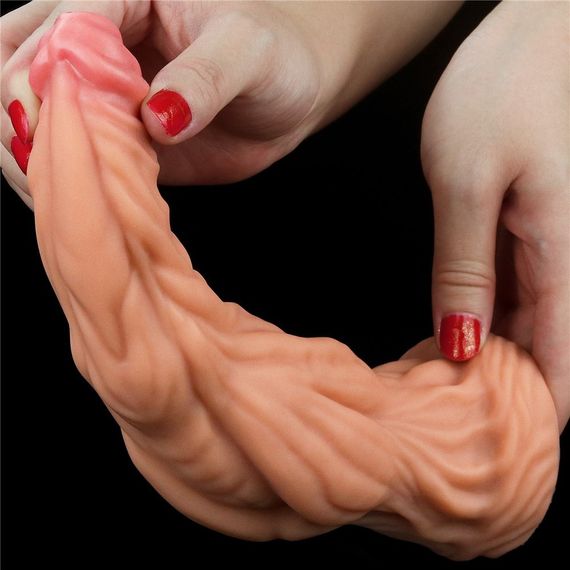Фалоiмiтатор значного розмiру 9.5'' Dual layered Platinum Silicone Cock – Flesh Sex Aura | Зображення 6