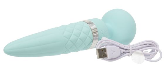 Вібромасажер 2в1 PILLOW TALK - Sultry Teal, класичний масажер і вібратор з ротацією, підігрів | Зображення 1
