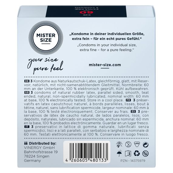 Презервативи Mister Size - pure feel - 60 (3 condoms), товщина 0,05 мм | Зображення 2