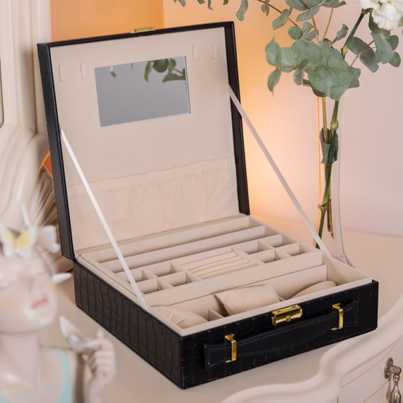 Скринька для прикрас з еко шкіри 2 яруси органайзер для ювелірних виробів HP-5-35B | Зображення 5