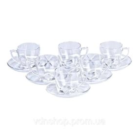 Набор чашек с блюдцами прозрачные 6 штук по 200 мл прозрачный HP572