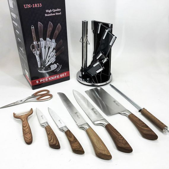 Кухонний ніж зі сталі нержавіючої UNIQUE, Хороші ножі для кухарів, Набір металевих ножів WA-37 | Зображення 2