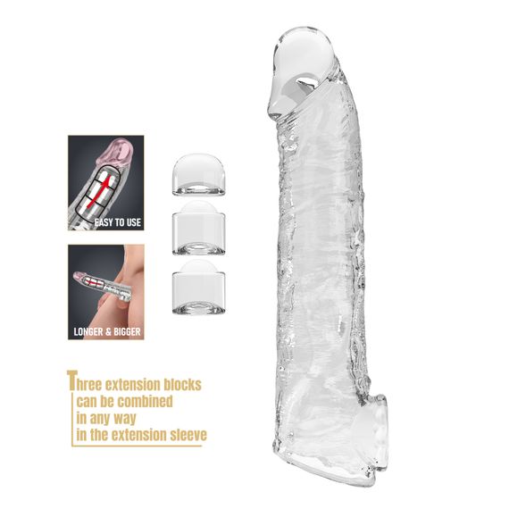 Подовжуюча насадка на член - Pretty Love Extension Penis Sleeve Clear, 26 см | Зображення 2