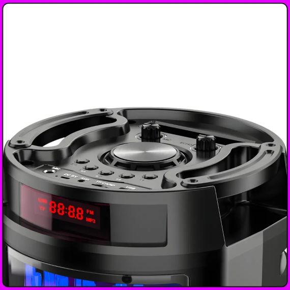 Портативна Bluetooth колонка 2х6.5" з дротовим мікрофоном і пультом ДК JQS6221 30W | Зображення 5