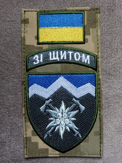 Шеврон 10 окрема гірсько-штурмова бригада. З щитом. (заглушка)