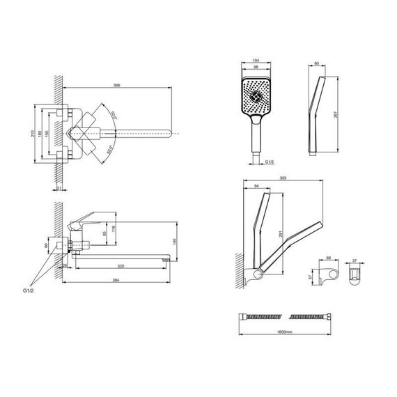 Смеситель латунный для ванны Lidz Orion 005 с поворотным изливом (c душевым гарнитуром) (k35) LDORI005CRM48094 Chrome | Зображення 1